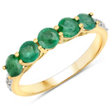 1.07 ct Genuine Zambian Emerald and White Diamond 14K Yellow Gold Ring