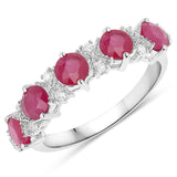 1.61 Carat Genuine Ruby and White Diamond 14K White Gold Ring