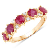 1.61 Carat Genuine Ruby and White Diamond 14K Yellow Gold Ring