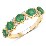 1.26 Carat Genuine Zambian Emerald and White Diamond 14K Yellow Gold Ring
