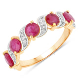 1.56 Carat Genuine Ruby and White Diamond 14K Yellow Gold Ring