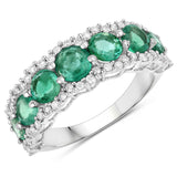 2.66 Carat Genuine Zambian Emerald and White Diamond 14K White Gold Ring
