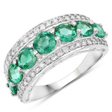 2.60 Carat Genuine Zambian Emerald and White Diamond 14K White Gold Ring