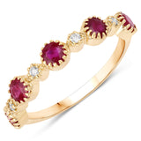 0.93 Carat Genuine Ruby and White Diamond 14K Yellow Gold Ring