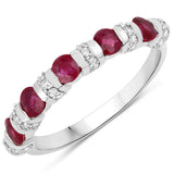 1.01 Carat Genuine Ruby and White Diamond 14K White Gold Ring