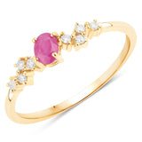 0.30 Carat Genuine Johnson Ruby and White Diamond 14K Yellow Gold Ring