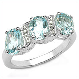3.00 ct Genuine Blue Topaz .925 Sterling Silver Ring