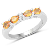 0.61 ct. Genuine Yellow Sapphire and White Diamond .925 Sterling Silver Ring