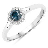 0.36 ct Genuine Blue Diamond and White Diamond 14K White Gold Ring