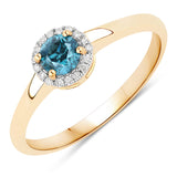 0.36 ct Genuine Blue Diamond and White Diamond 14K Yellow Gold Ring