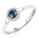 0.35 ct Genuine Blue Diamond and White Diamond 14K White Gold Ring