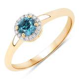 0.35 ct Genuine Blue Diamond and White Diamond 14K Yellow Gold Ring for women