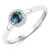 0.36 ct Blue Diamond and White Diamond 14K White Gold Ring