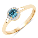0.36 ct Genuine Blue Diamond and White Diamond 14K Yellow Gold Ring for women