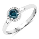 0.40 ct Genuine Blue Diamond and White Diamond 14K White Gold Ring for women