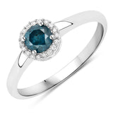 0.42 ct Genuine Blue Diamond and White Diamond 14K White Gold Ring for women