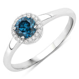 0.45 ct Genuine Blue Diamond and White Diamond 14K White Gold Ring