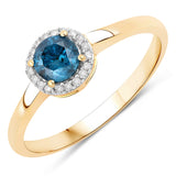 0.45 Carat Genuine Blue Diamond and White Diamond 14K Yellow Gold Ring