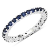 1.38 Carat Genuine Blue Sapphire 14K White Gold Ring