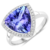 5.99 ct Genuine Tanzanite and White Diamond 14K White Gold Ring