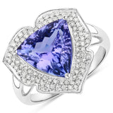 4.66 ct Genuine Tanzanite and White Diamond 14K White Gold Ring