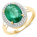 3.24 Carat Genuine Zambian Emerald and White Diamond Ring
