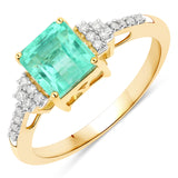 1.86 ct Genuine Colombian Emerald and White Diamond 14K Yellow Gold Ring
