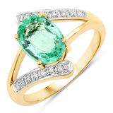 1.96 Carat Genuine Colombian Emerald and White Diamond 14K Yellow Gold Ring