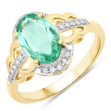 1.83 Carat Genuine Colombian Emerald and White Diamond 14K Yellow Gold Ring
