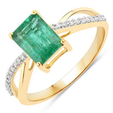 1.43 Carat Genuine Zambian Emerald and White Diamond Ring