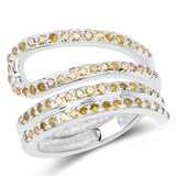 0.83 Carat Genuine Yellow Diamond .925 Sterling Silver Ring