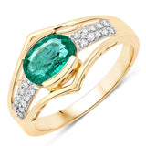 1.19 Carat Genuine Zambian Emerald and White Diamond Ring