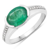 1.54 Carat Genuine Zambian Emerald and White Diamond Ring