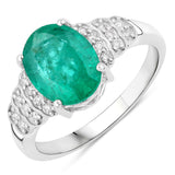 2.12 Carat Genuine Zambian Emerald and White Diamond Ring