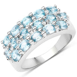 4.00 Carat Genuine Blue Zircon .925 Sterling Silver Ring