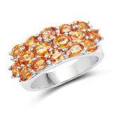 3.52 carat Genuine Orange Sapphire .925 Sterling Silver Ring for women