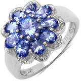 2.00 Carat Genuine Tanzanite .925 Sterling Silver Ring