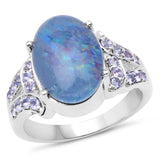 4.12 ct.. t.w. Triplet Opal and Tanzanite Ring in Sterling Silver
