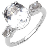 3.50 Carat Genuine Crystal Quartz Sterling Silver Ring