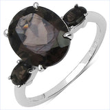 3.45 Carat Genuine Smoky Quartz .925 Sterling Silver Ring