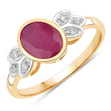 1.48 Carat Genuine Johnson Ruby and White Diamond 14K Yellow Gold Ring