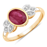 1.48 ct Genuine Ruby and White Diamond 14K Yellow Gold Ring