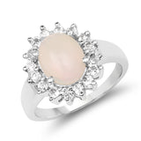 2.33 Carat Genuine Opal & White Topaz .925 Sterling Silver Ring