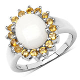 2.45 Carat Genuine Opal & Citrine .925 Sterling Silver Ring