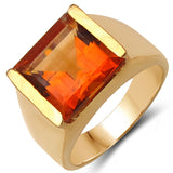 14K Yellow Gold Plated 6.00 Carat Genuine Citrine .925 Sterling Silver Ring