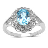 1.60 ct.. t.w. Blue Topaz and White Topaz Ring in Sterling Silver