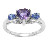 0.68 Carat Amethyst Ring with 0.32 ct.. t.w. Multi-Gems in Sterling Silver