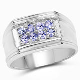 0.56 Carat Genuine Tanzanite .925 Sterling Silver Ring
