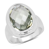 7.90 ct Genuine Green Amethyst .925 Sterling Silver Ring
