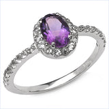 1.3 Carat Genuine Amethyst .925 Sterling Silver Ring